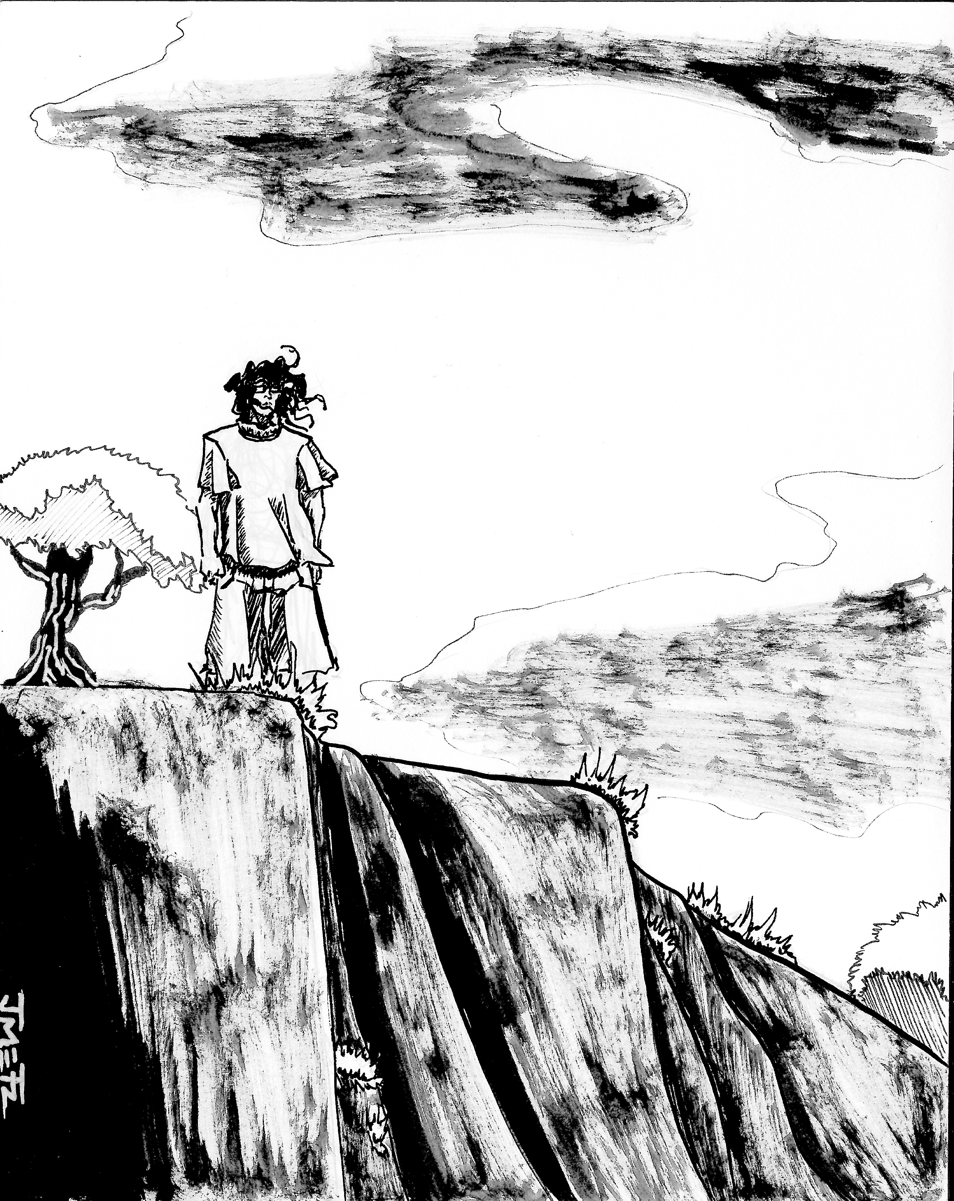 Man standing at the edge of a cliff